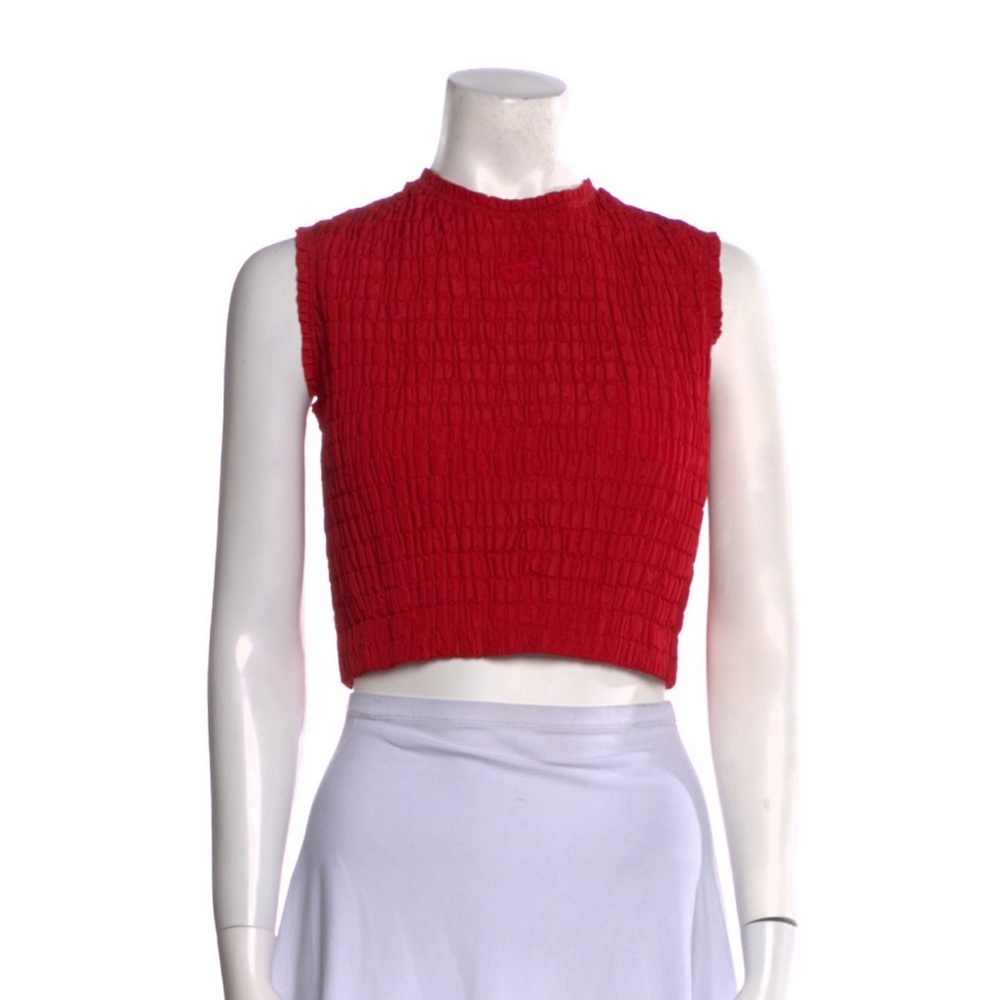 PATOU — Red Smocked Crop Top — NWT